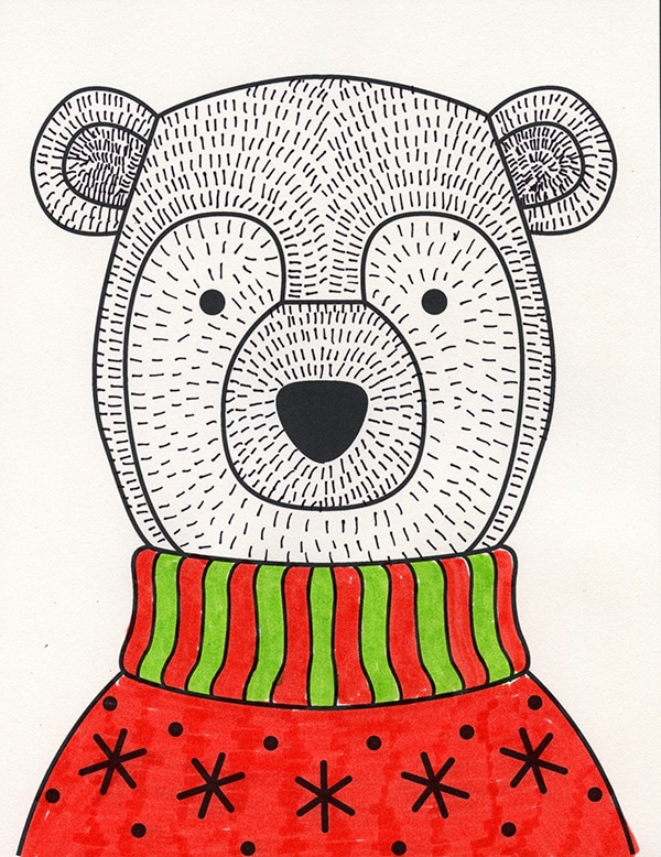 How to Draw a Bear in a Sweater: Easy Step-by-Step Art Lesson for Kids