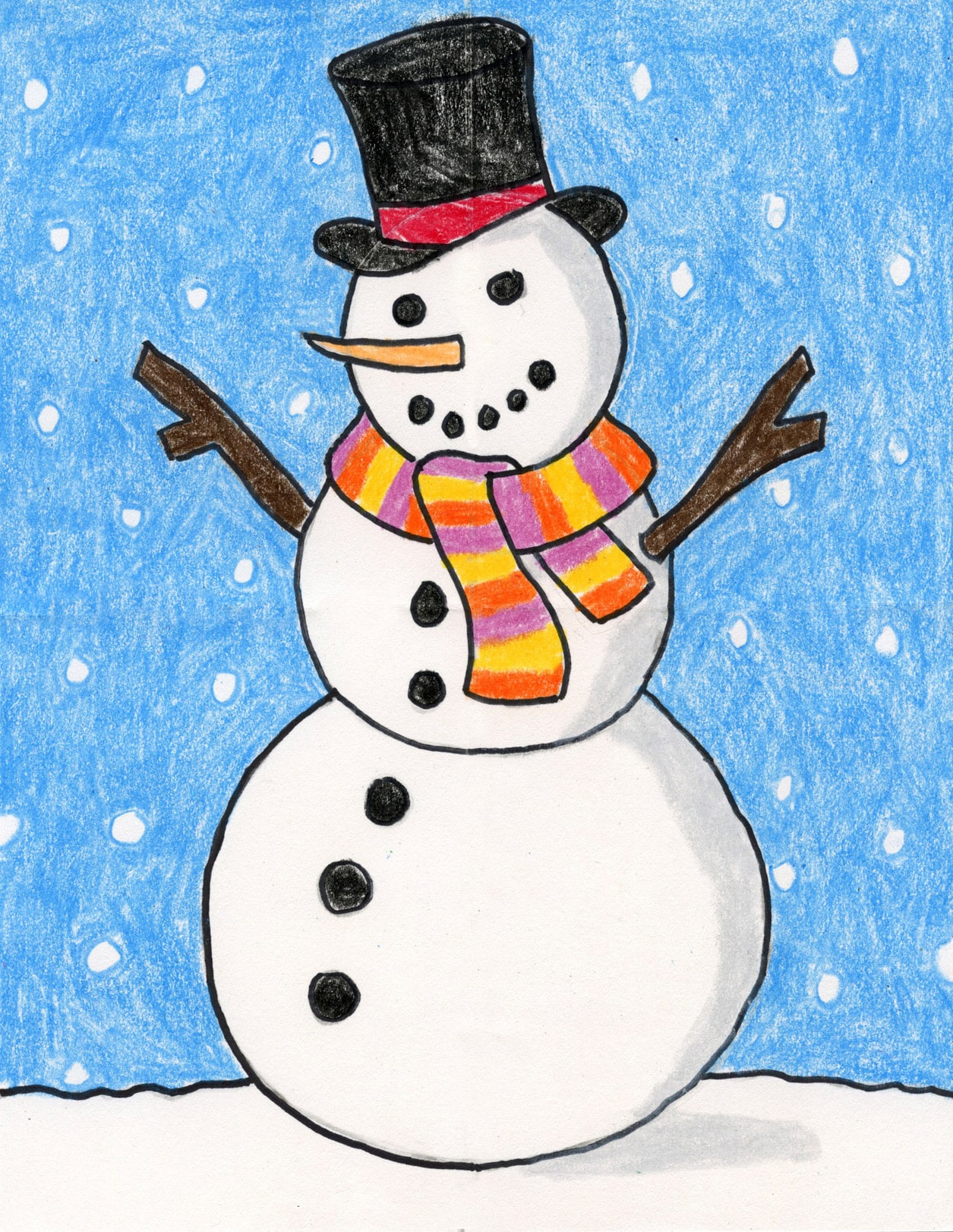 How to Draw a Snowman: Easy Step-by-Step Art Lesson for Kids