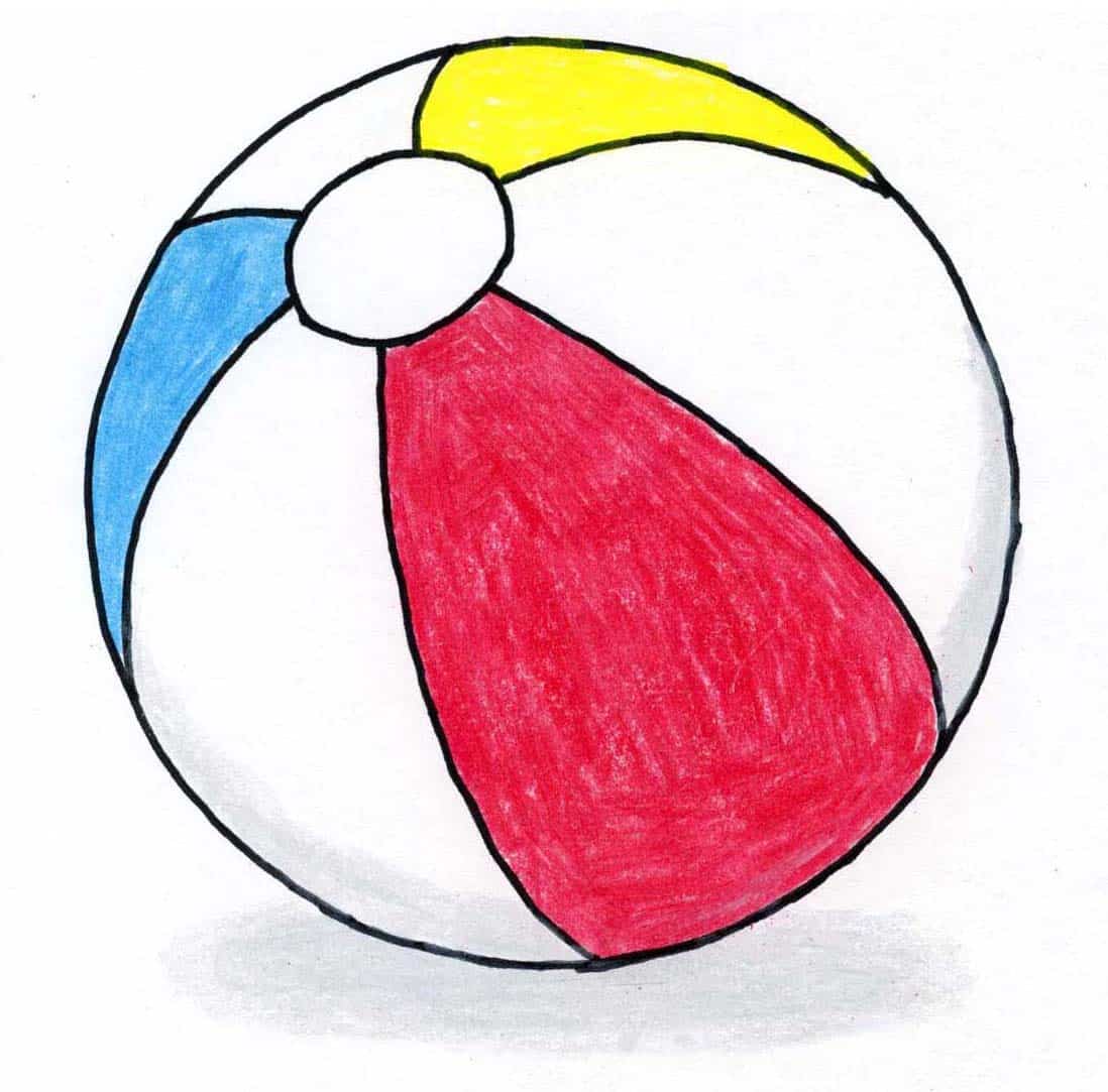 Easy How to Draw a Beach Ball Tutorial and Beach Ball Coloring Page