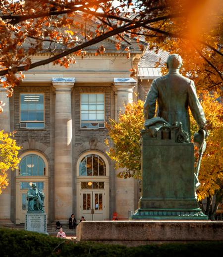 Ezra Cornell statue on the quad