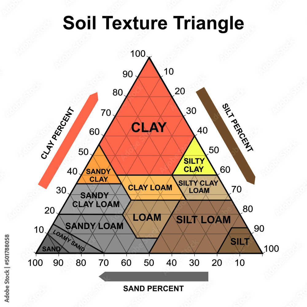 Soil Texture Triangle. Biological Earth Structure. Soil Chart Percent ...