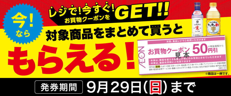 対象の調味料をまとめて買うともらえる！レジで今すぐクーポンをGET！