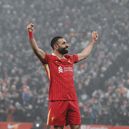 محمد صلاح لاعب ليفربول يحتفل بهدفه في مرمى ليستر سيتي - 26 ديسمبر 2024