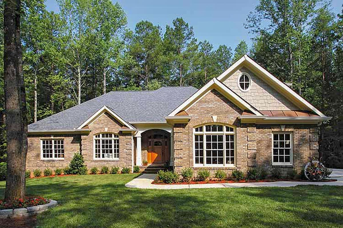 Classic Brick Ranch Home Plan 2067GA Architectural