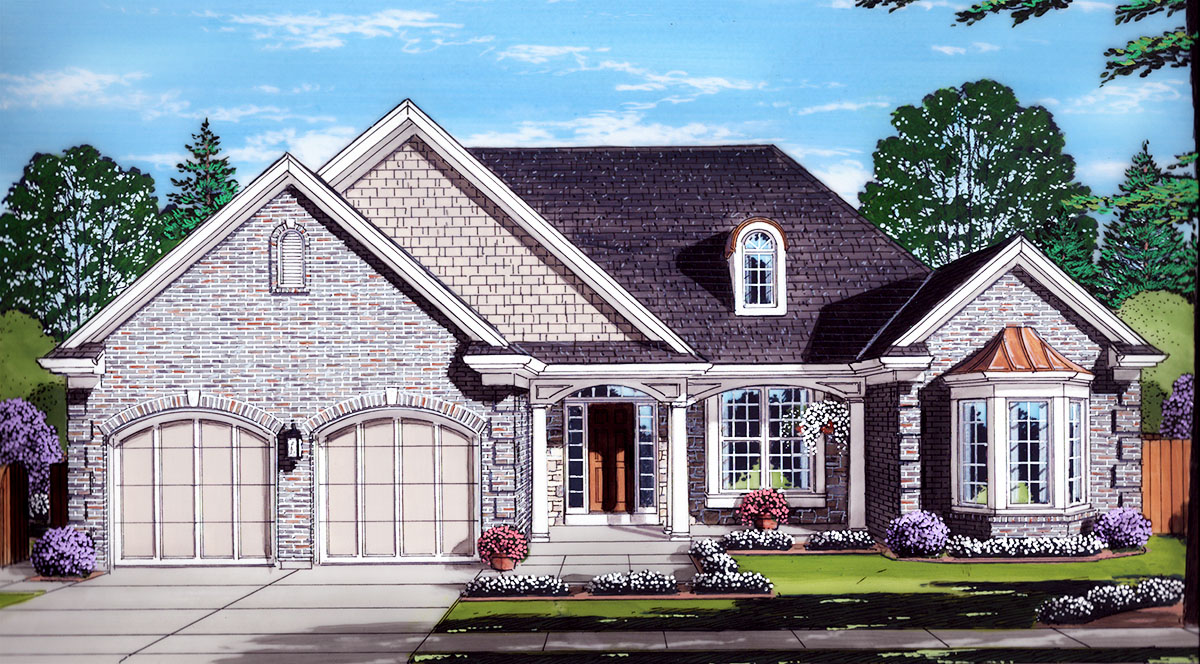 Charming One Story Brick Home Plan 39251ST