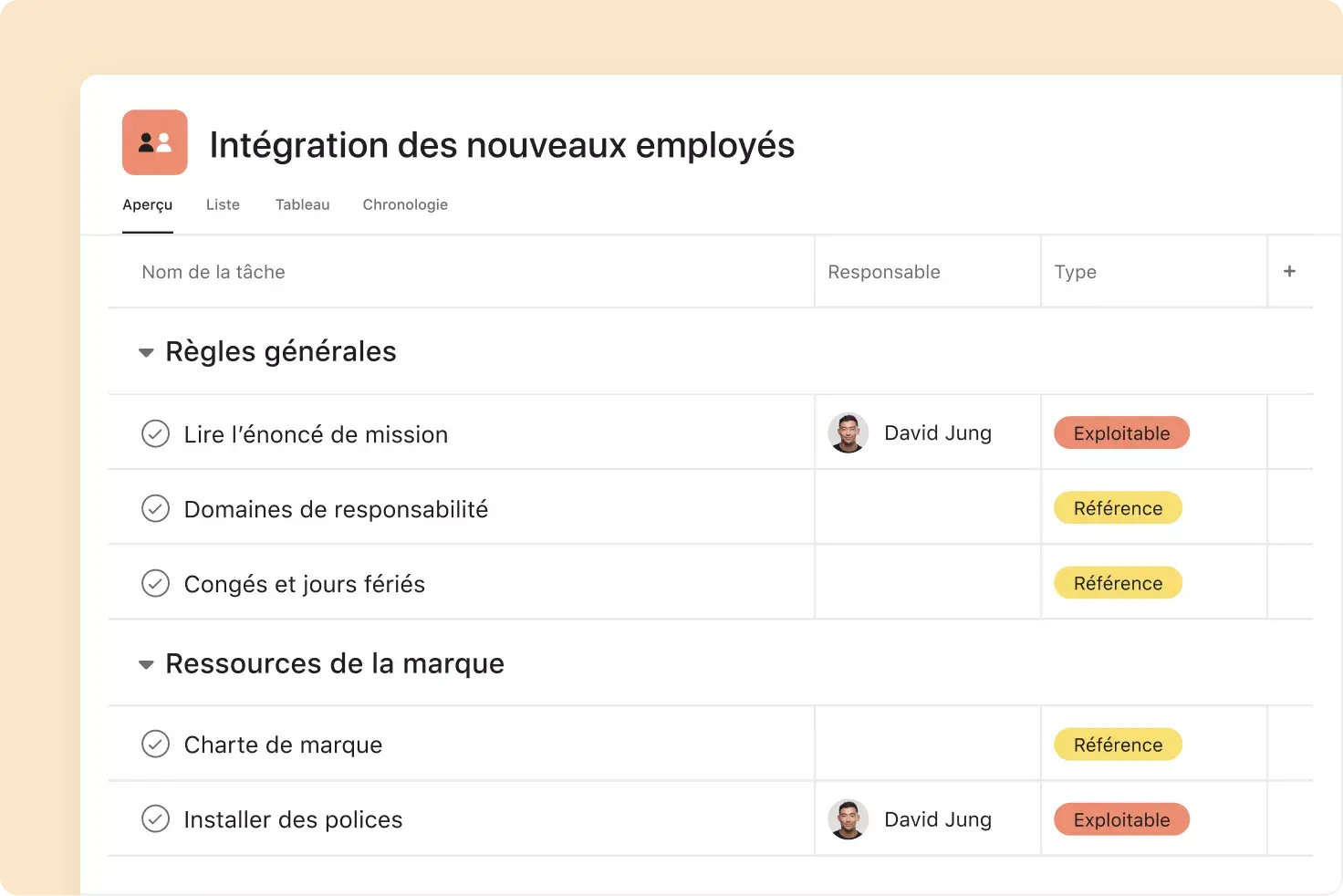 gérer l’intégration des nouveaux employés sur Asana