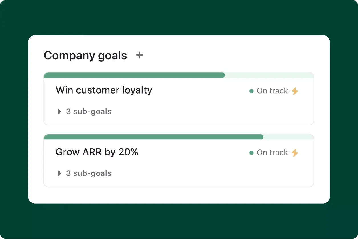 Asana UI for product goals