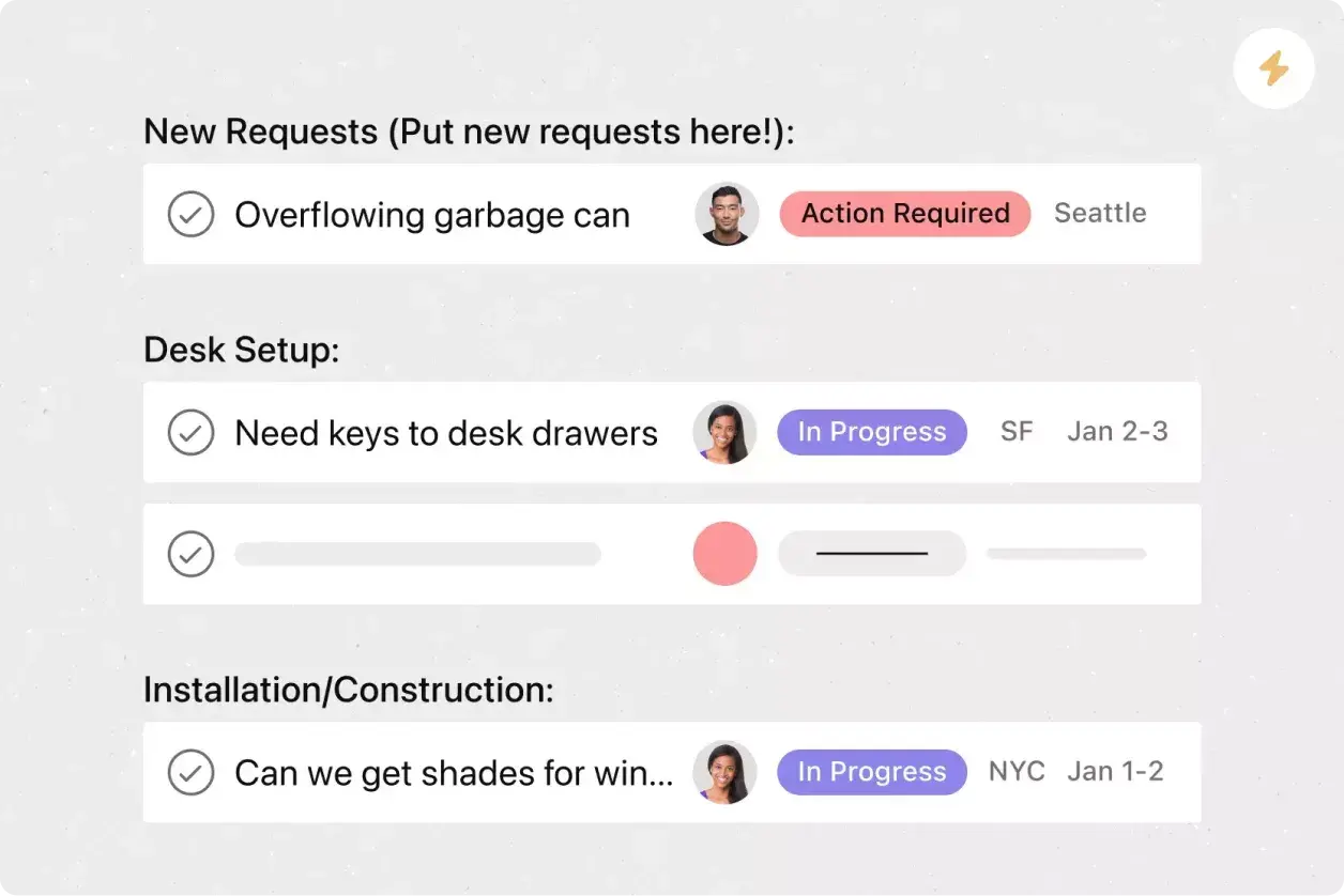 Project list view in Asana: Asana product UI