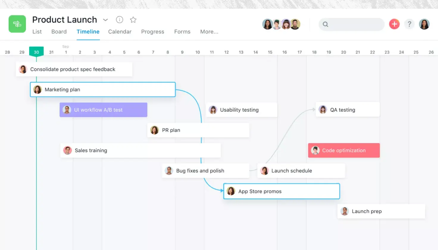 Timeline for project overview