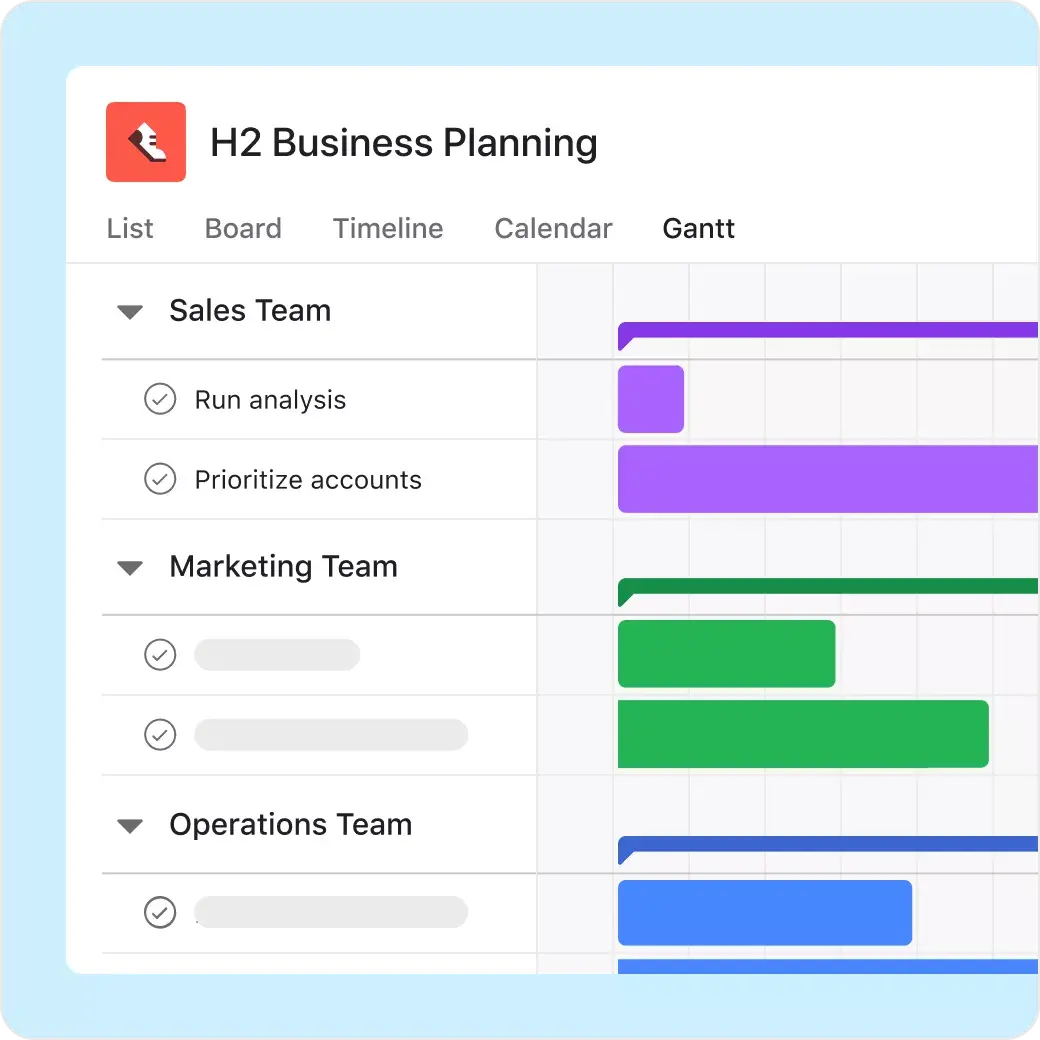 Track progress with Asana Gantt view