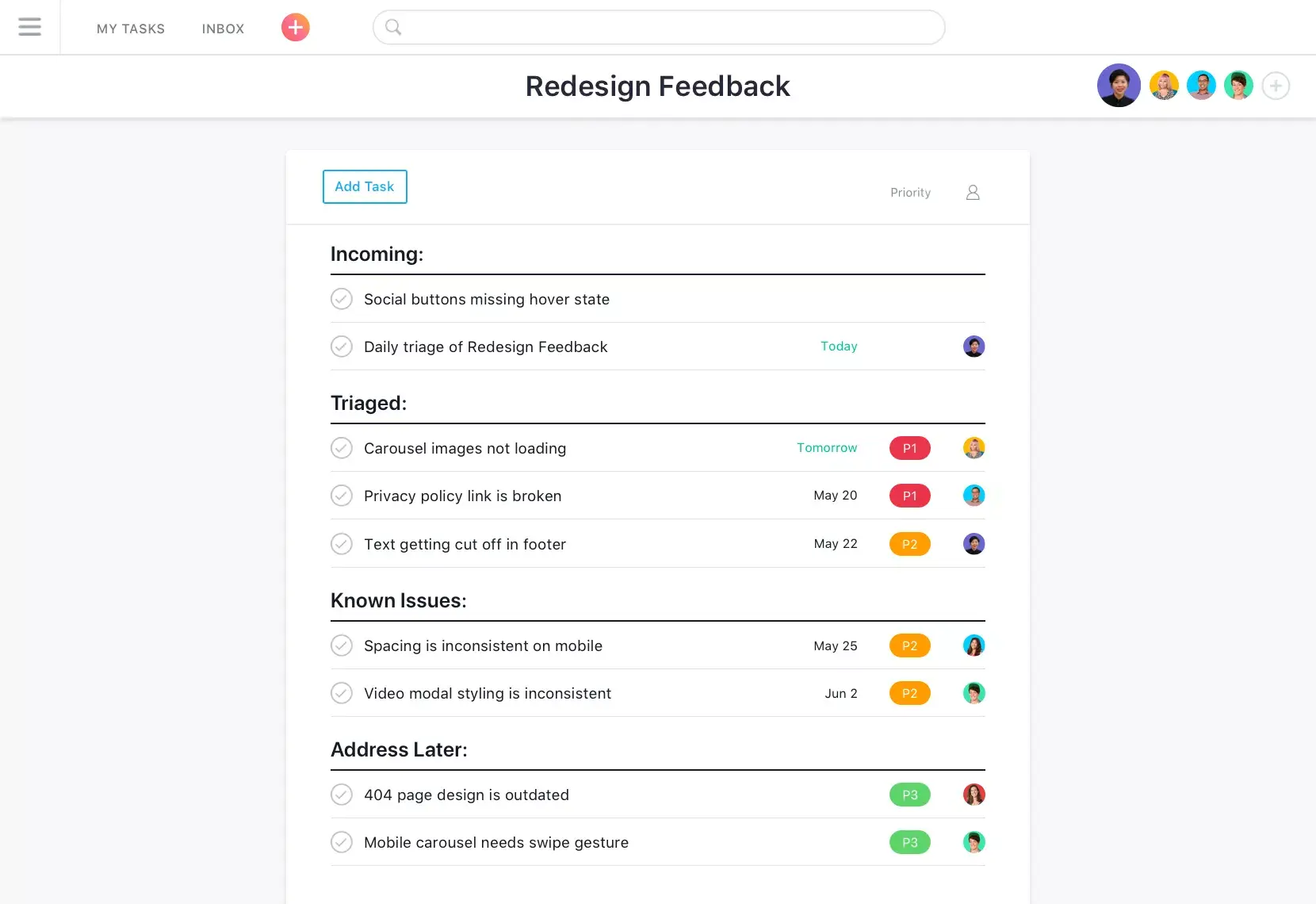 Asana-product-UI herontwerpfeedback