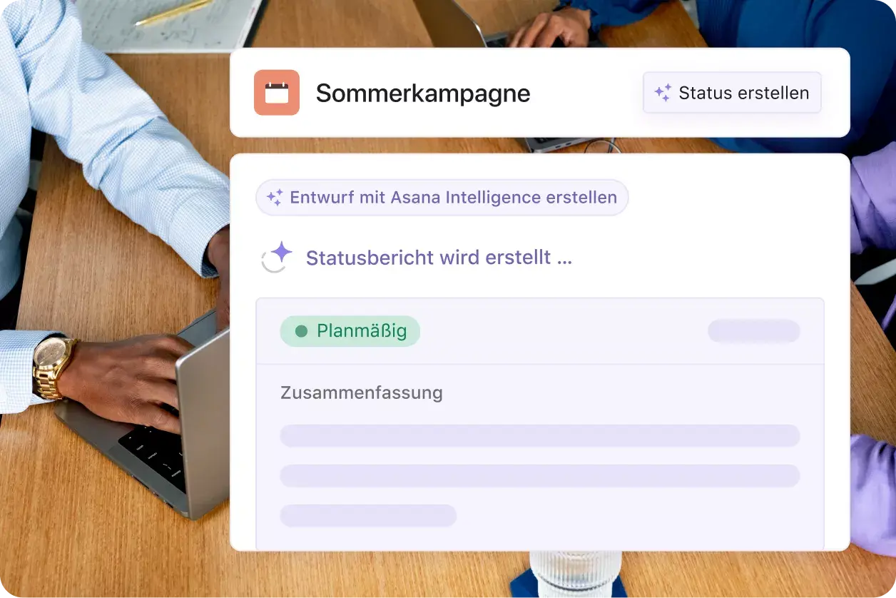 Asana-Produkt-UI für die Verwaltung von Kampagnen mit KI 