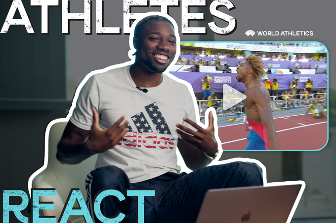 Noah Lyles Athletes React graphic