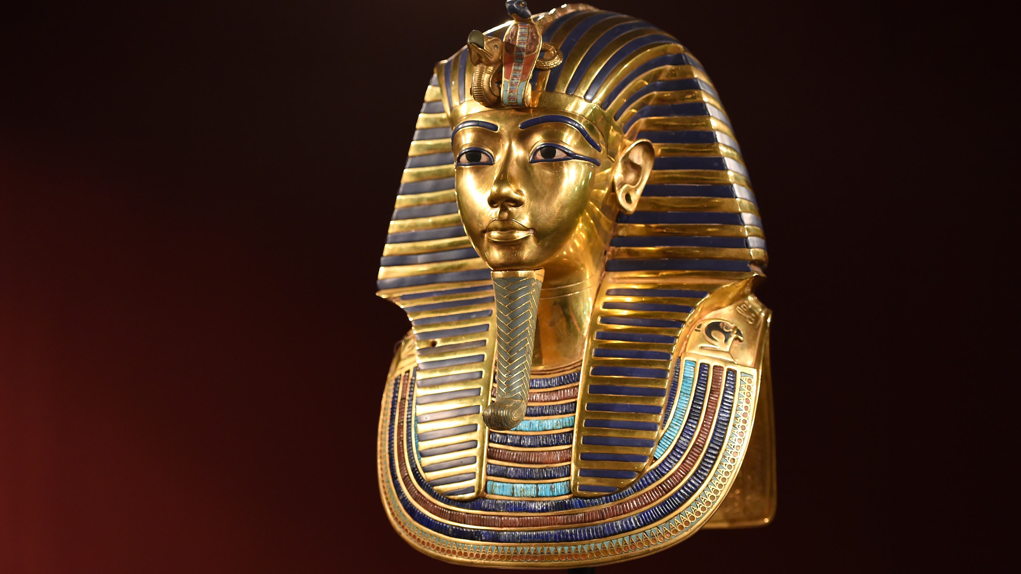 The burial mask of Egyptian Pharaoh Tutankhamun, or King Tut.