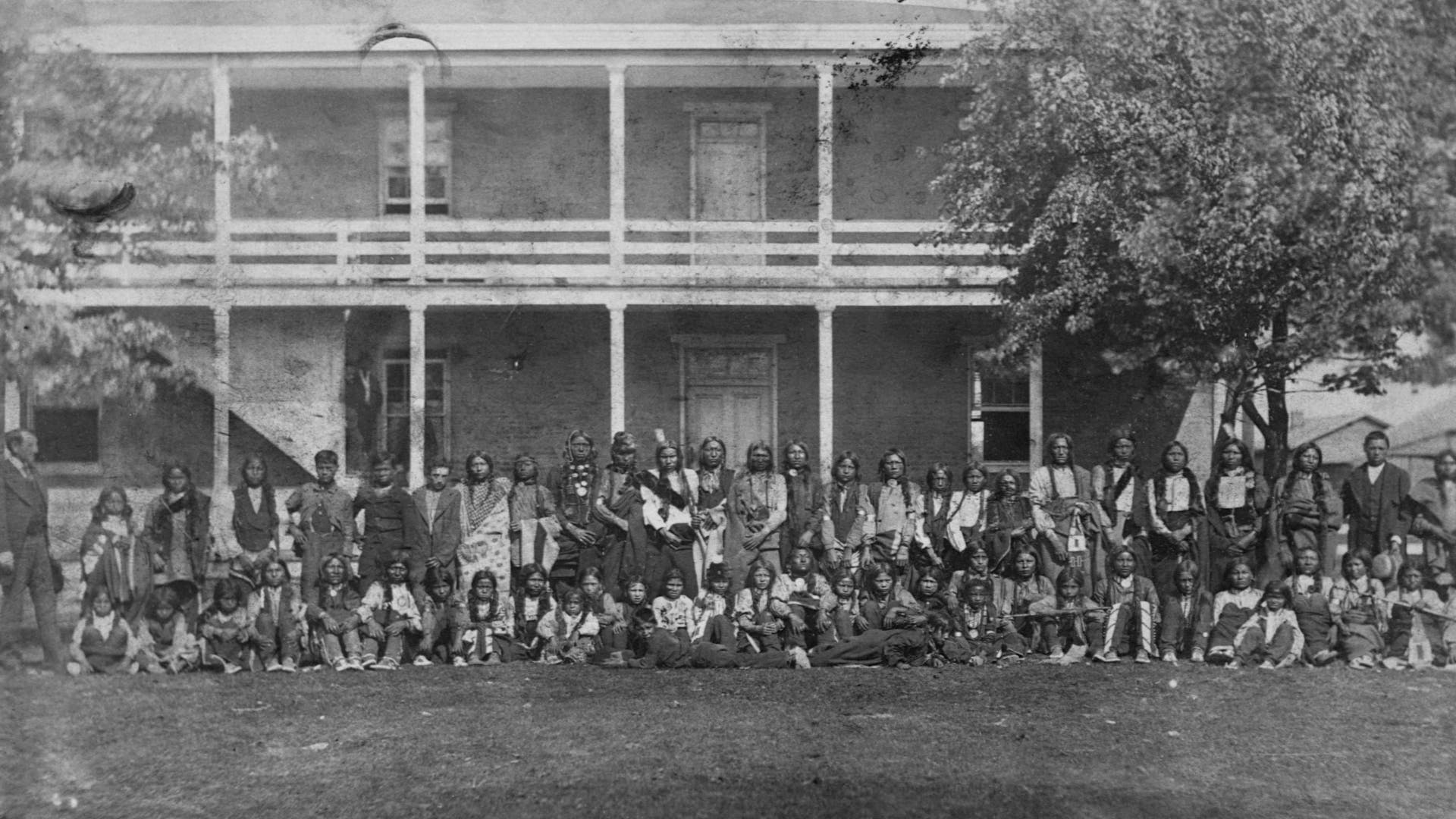 Sioux boys arrive at the Carlisle School, October 5, 1879. (Credit: Corbis/Getty Images)