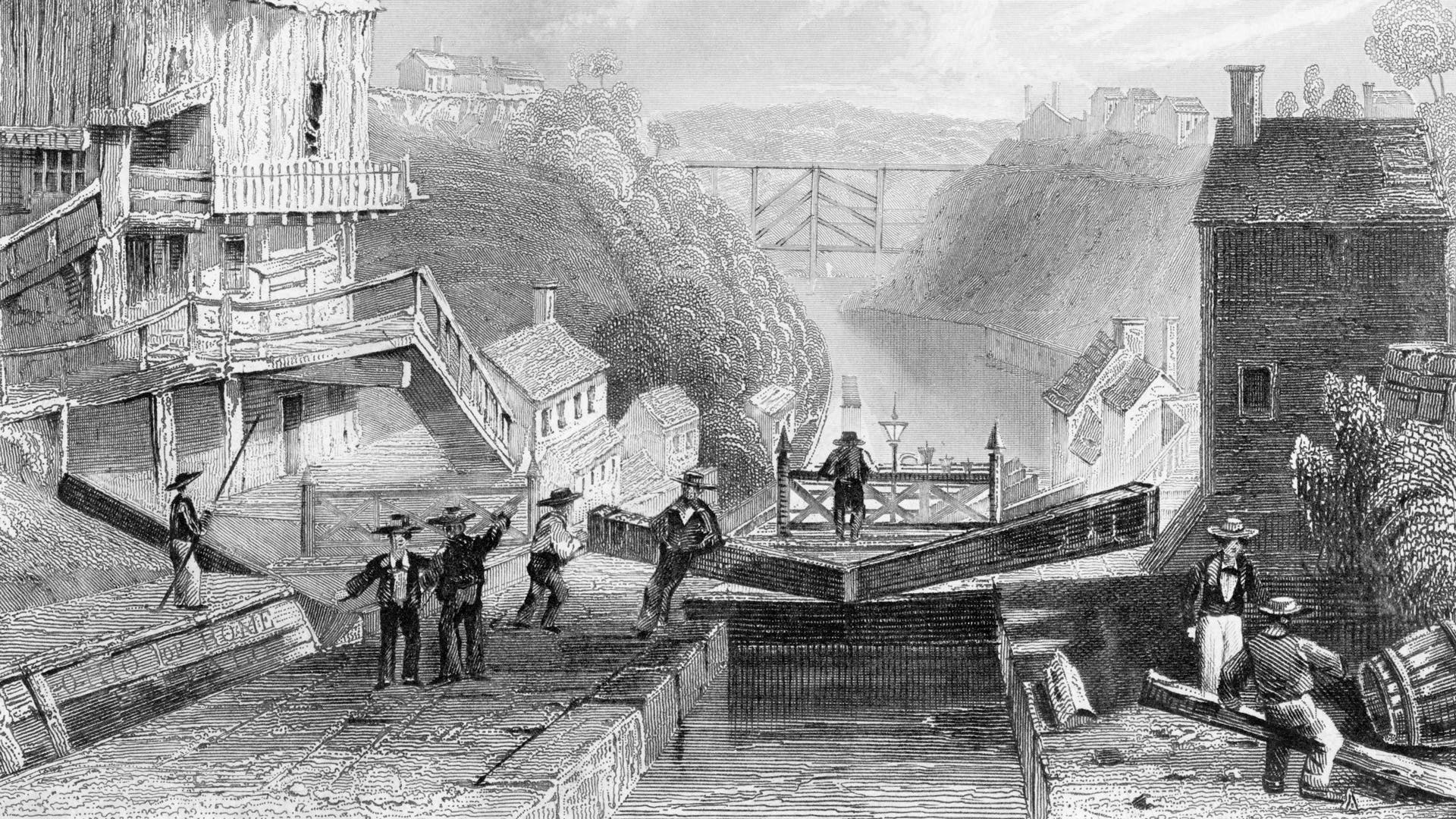 Erie Canal (Original Caption) Lockport, Erie Canal.