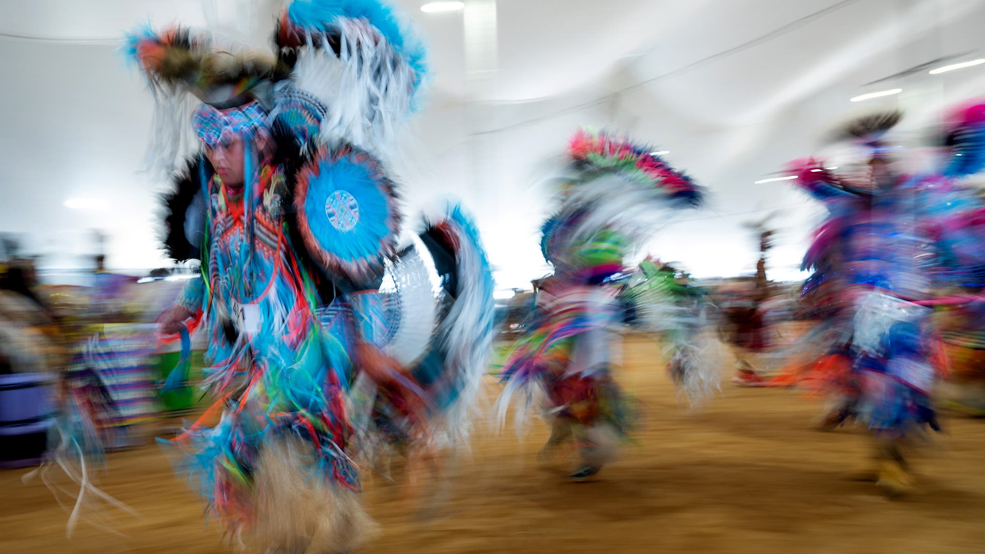 Native Americans dance during the grand entry of the 30th annual Morongo Thunder & Lightning Pow Wow at the Morongo Band of Mission Indians reservation in Cabazon on Saturday, September 25, 2021.