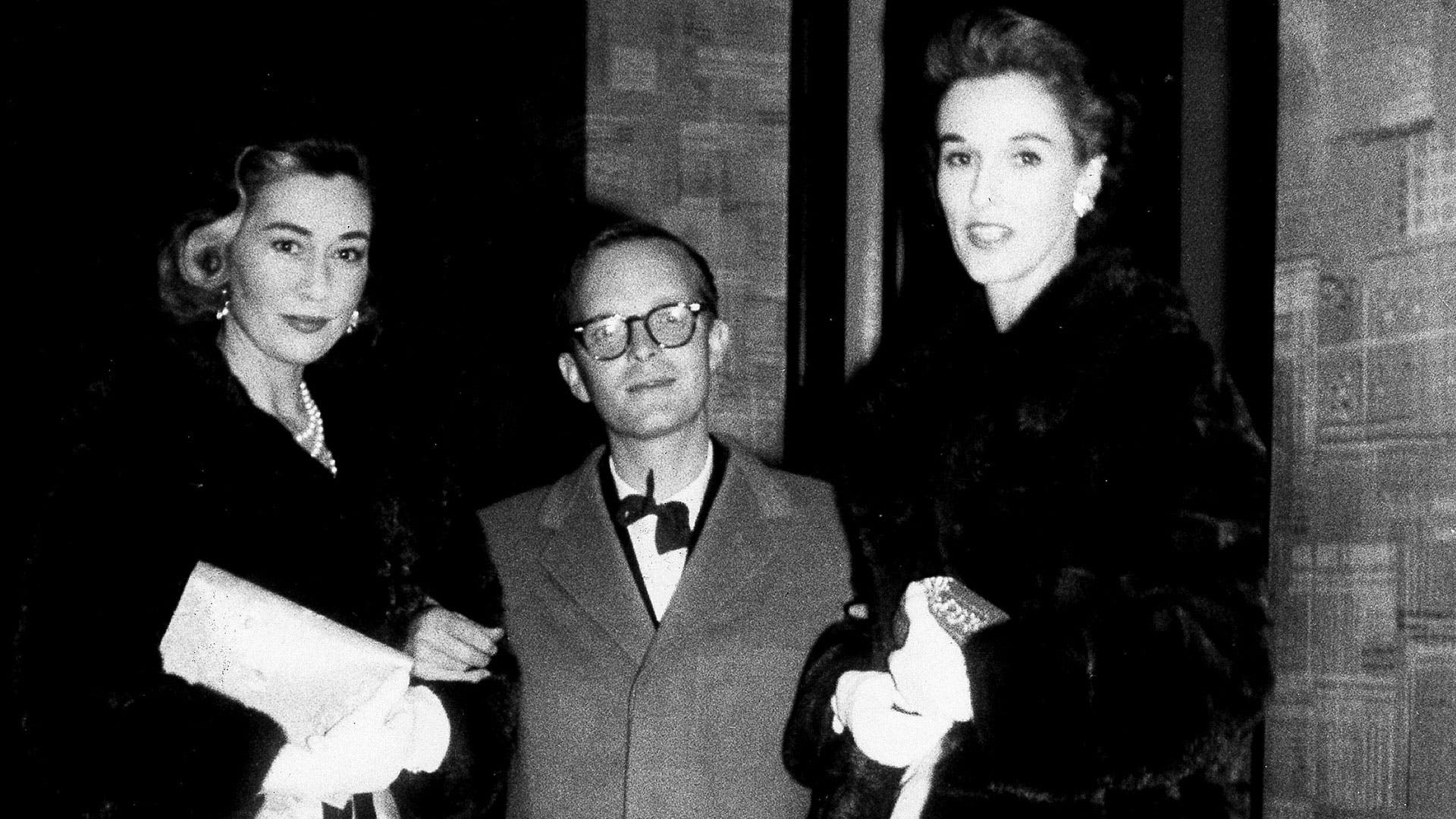 Gloria Guinness, Truman Capote, and Barbara "Babe" Paley in 1957.