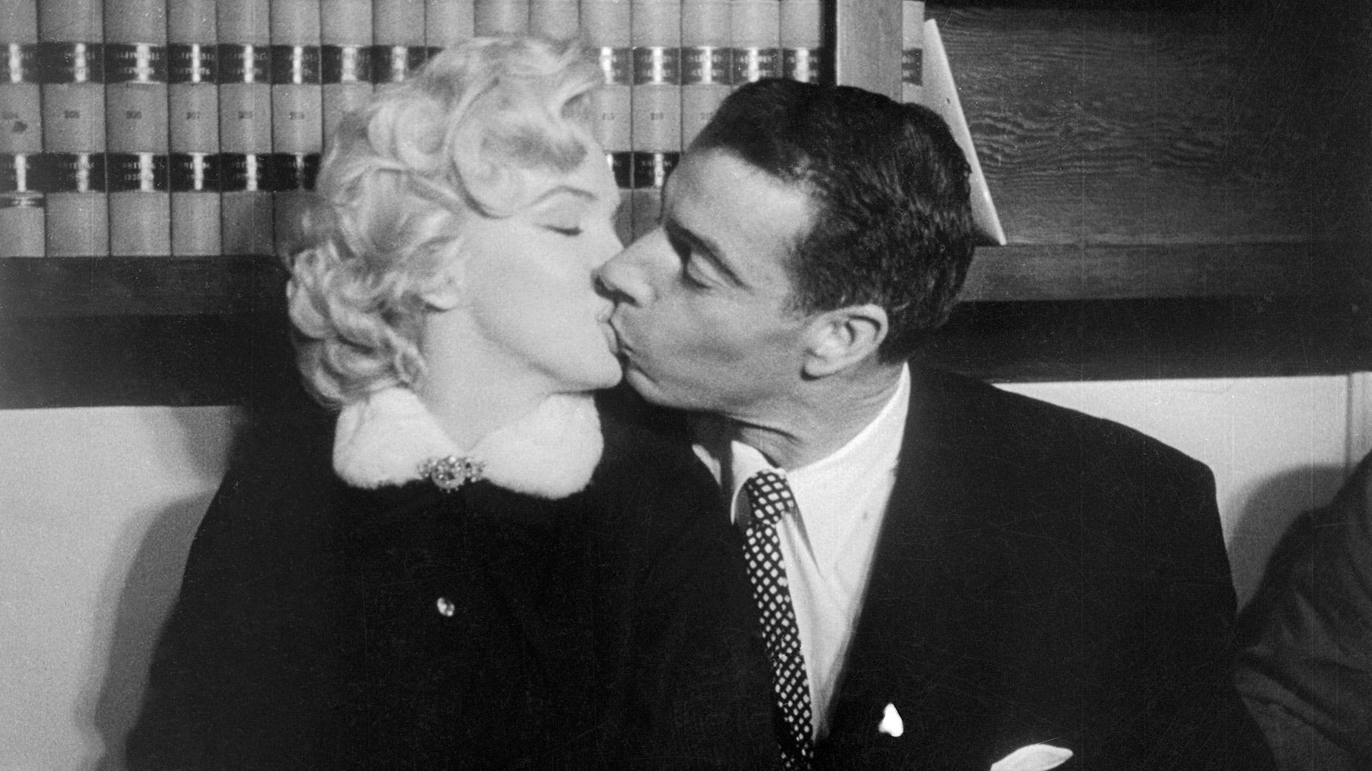 Marilyn Monroe and Joe DiMaggio in the judge's chambers where they were married in January 1954.