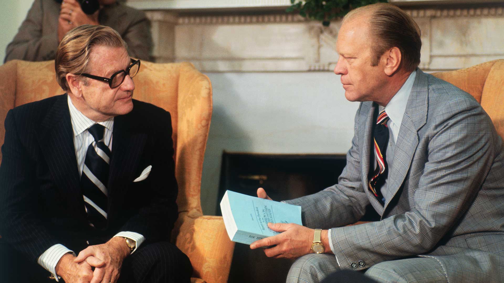 President Gerald Ford sitting with Vice President Nelson Rockefeller