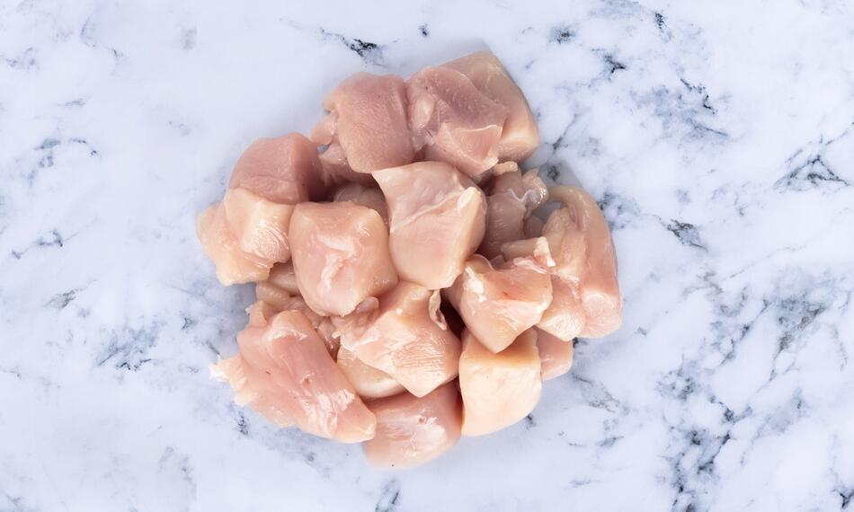 raw diced chicken