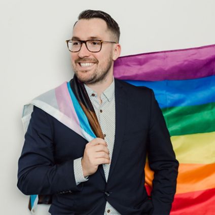 Alexandre holding flag