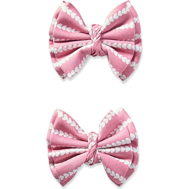 2 Pack Small Hair Bow, Love Lines