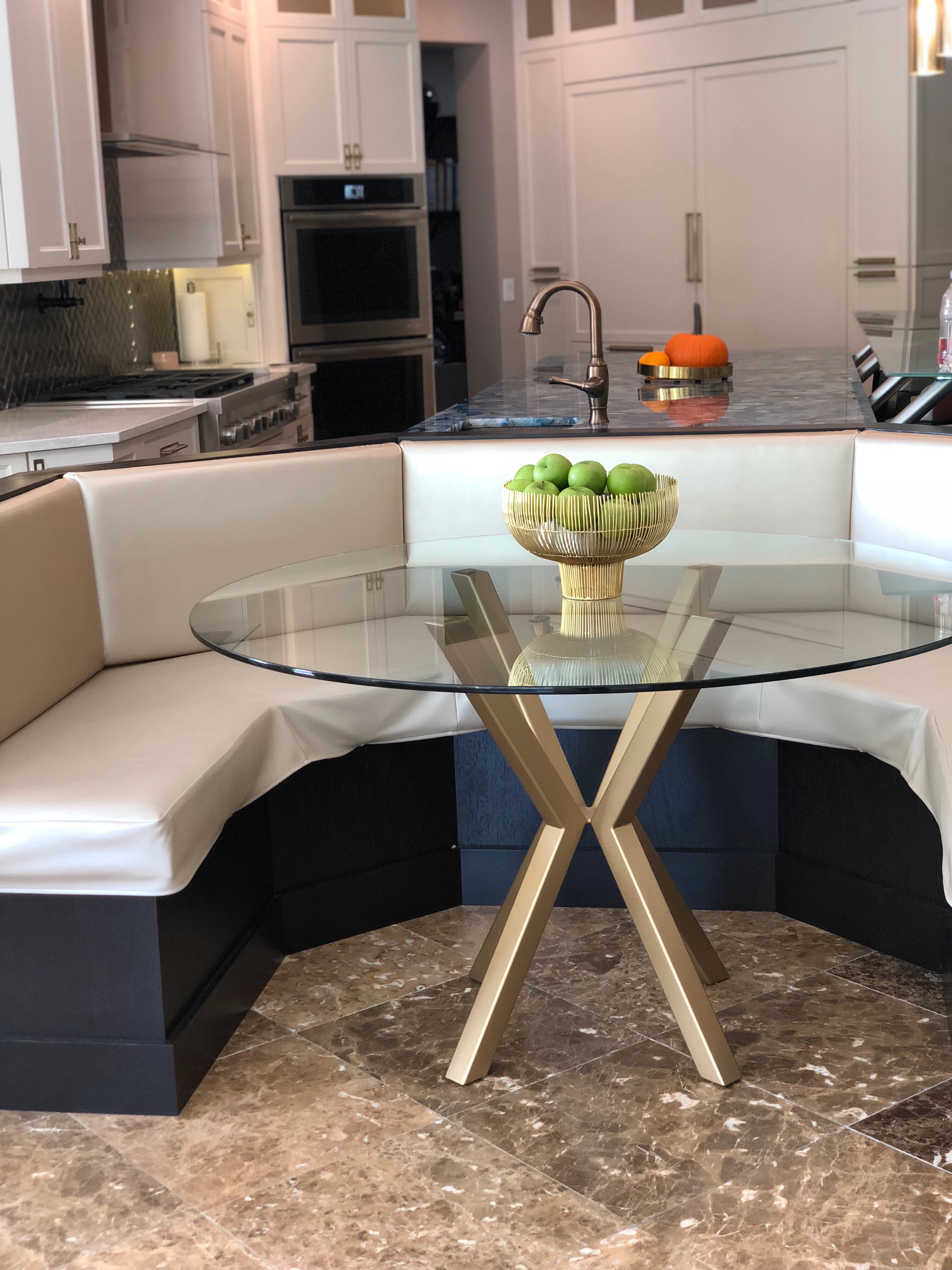 Modern Dining/Banquette Table In Steel And Glass.