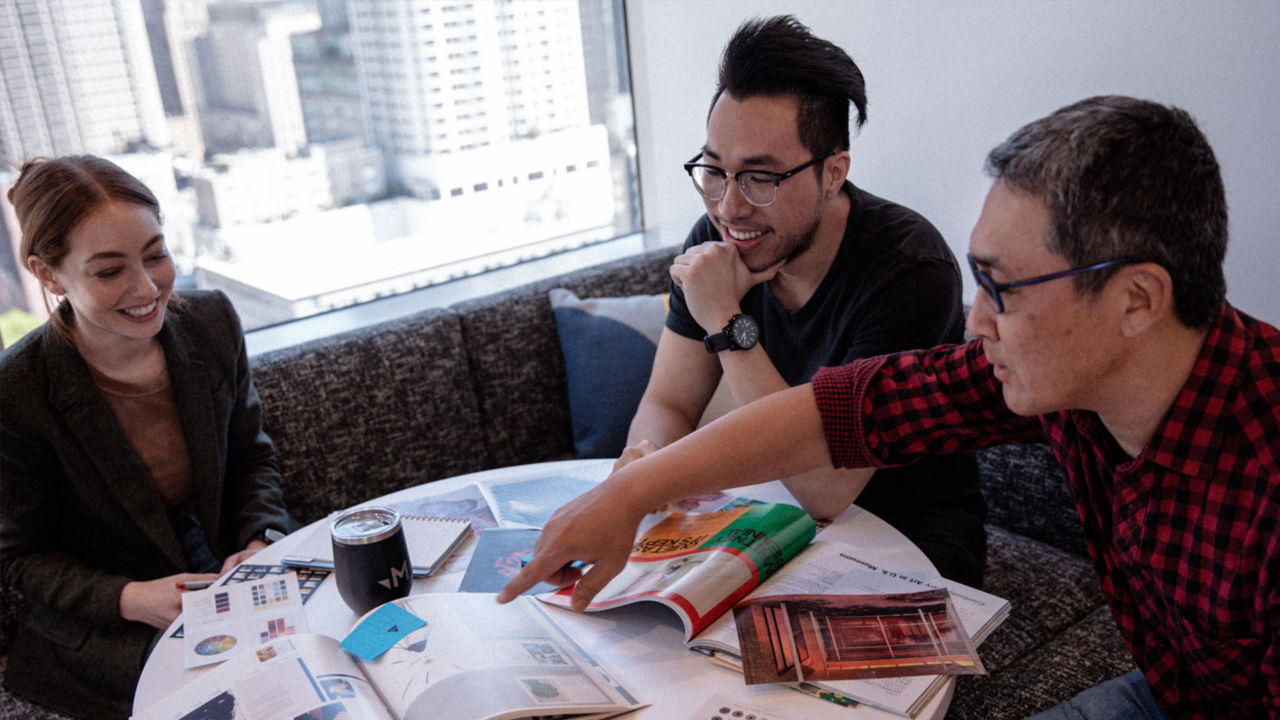 two men working on presentation