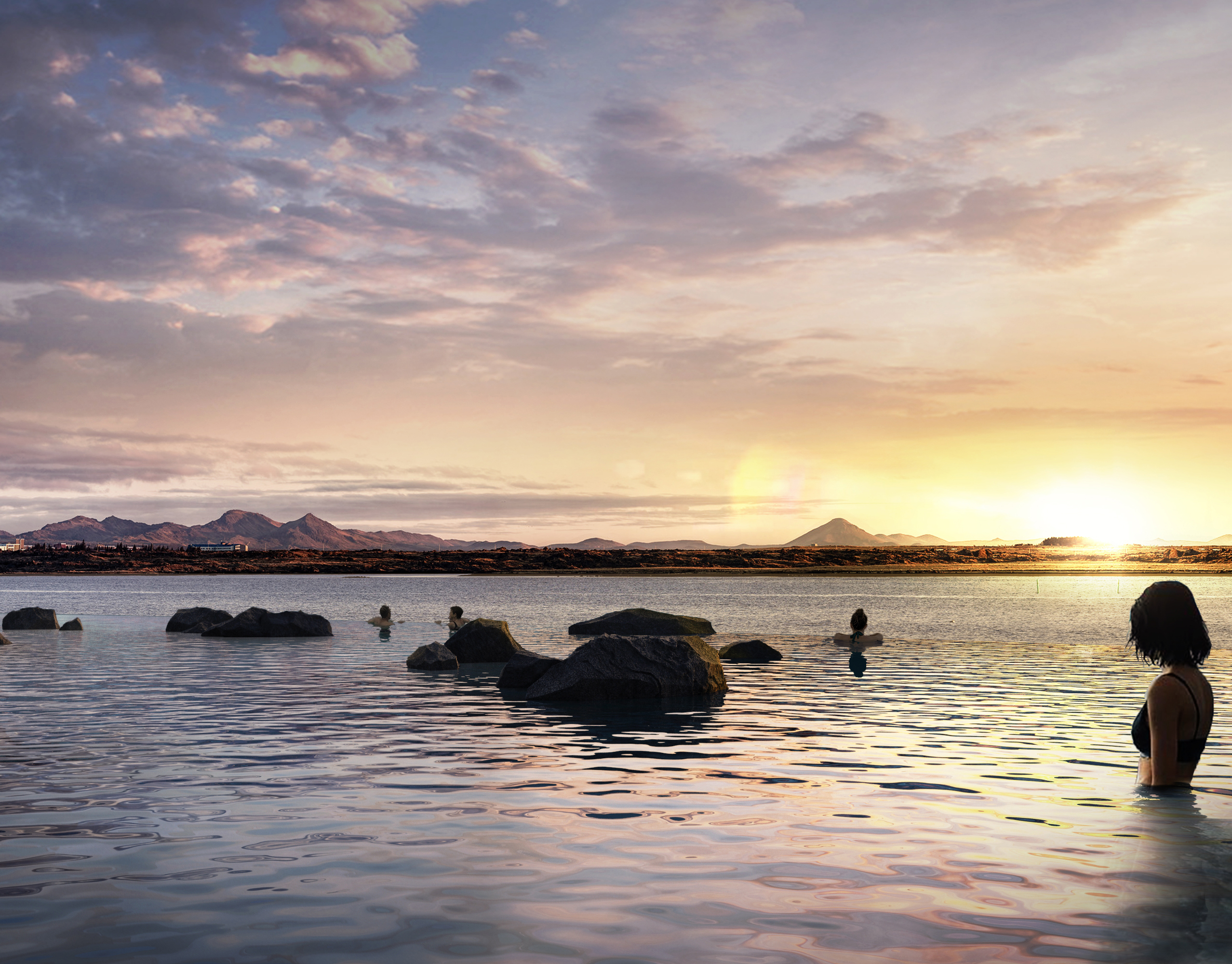 Sky Lagoon will include a 70-m (230-ft) "infinity edge" to help its geothermal waters blend in with the nearby Atlantic Ocean