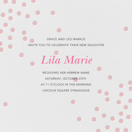 Pink Dots - Bris/Baby Naming Invitation by Linda and Harriett