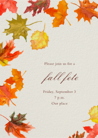 Watercolor Fall Leaves - Thanksgiving Invitation by Paperless Post