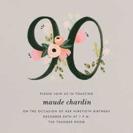 Botanic Numerals - 90th Birthday Invitation by Rifle Paper Co.