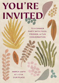 Watercolor Fronds - Thanksgiving Invitation by Jungalow