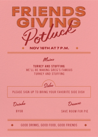 Potluck Menu - Thanksgiving Invitation by Paperless Post