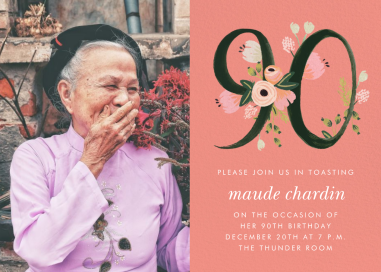 Botanic Numerals Photo - 90th Birthday Invitation by Rifle Paper Co.