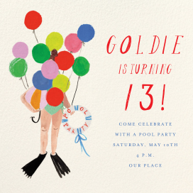 Balloons and Flippers - Birthday Invitation by Mr. Boddington's Studio