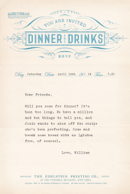 Open Letter - Dinner and Drinks - Dinner Party Invitation by Annie Atkins