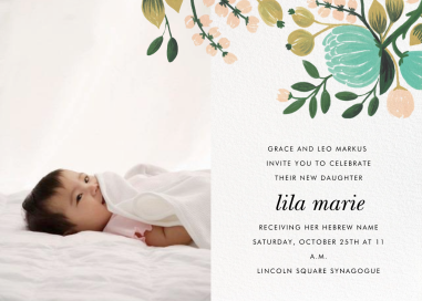 Blue Blooms (Photo) - Bris/Baby Naming Invitation by Rifle Paper Co.