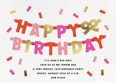 Lettered Bunting - Birthday Invitation by The Indigo Bunting