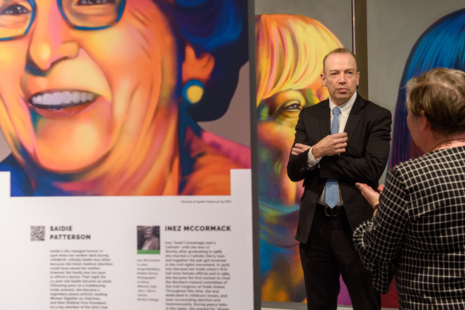 Secretary of State Chris Heaton-Harris visits the Peace Heroines exhibition 