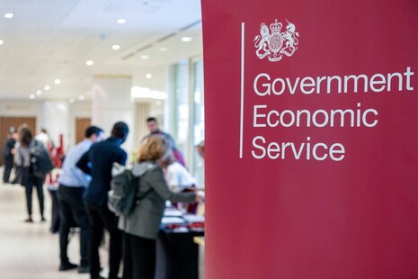 Government Economic Service banner at the GES conference