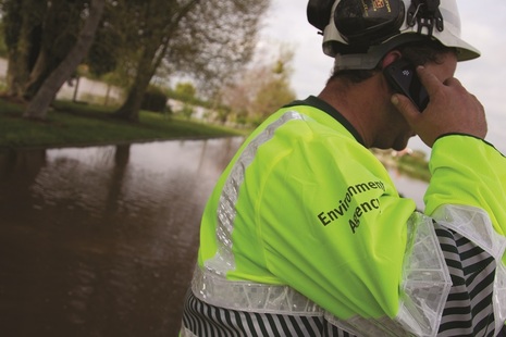 Environment Agency officer responds to flooding