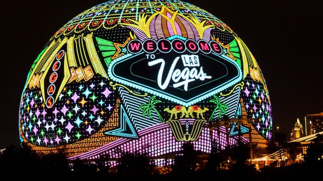 See the amazing new Sphere in Las Vegas light up the strip!