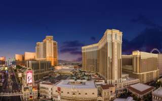 An aerial view of the Venetian Resort Las Vegas.