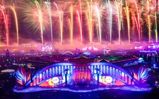 The fireworks display at Electric Daisy Carnival in Las Vegas