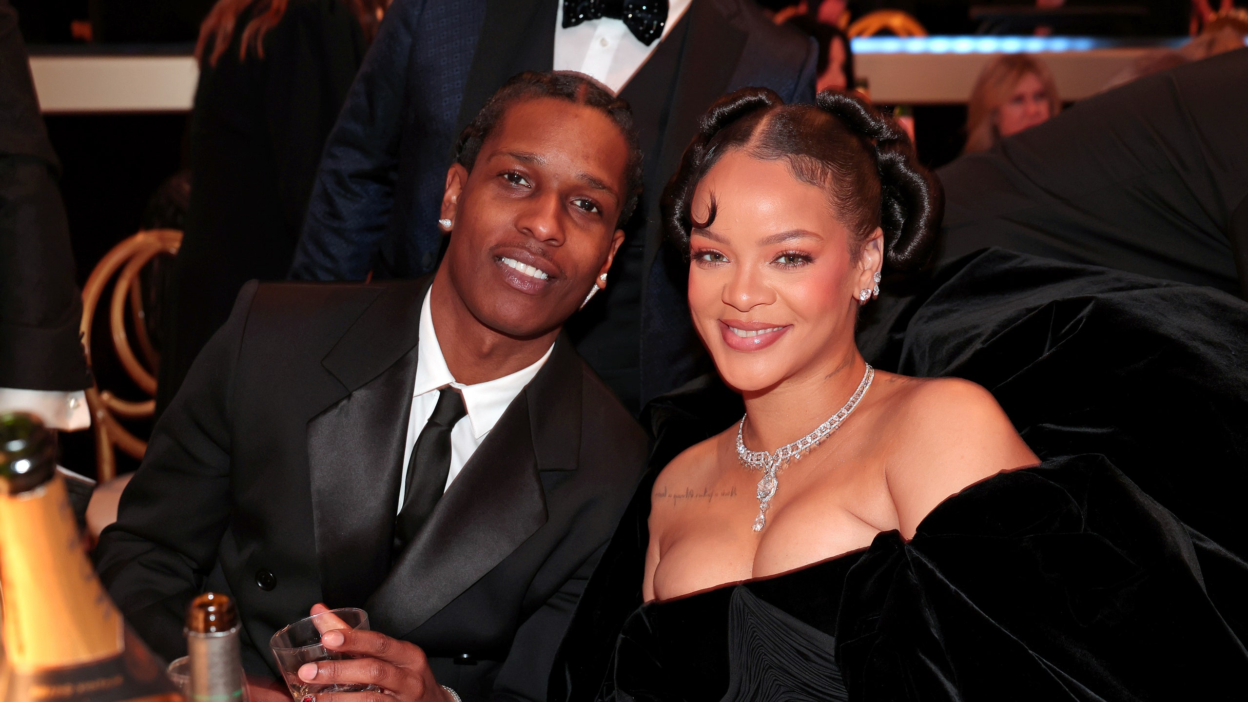 BEVERLY HILLS CALIFORNIA  JANUARY 10 80th Annual GOLDEN GLOBE AWARDS  Pictured  AAP Rocky and Rihanna attend the 80th...