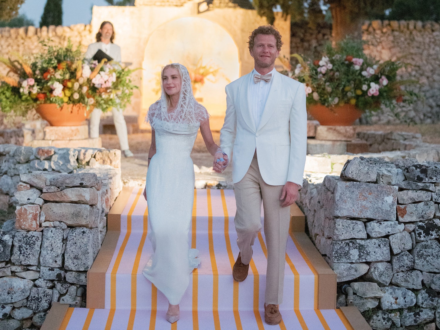 This Classics-Obsessed Bride Wore a Corset Dress and an Aeneid-Inspired Veil for Her Puglia Wedding