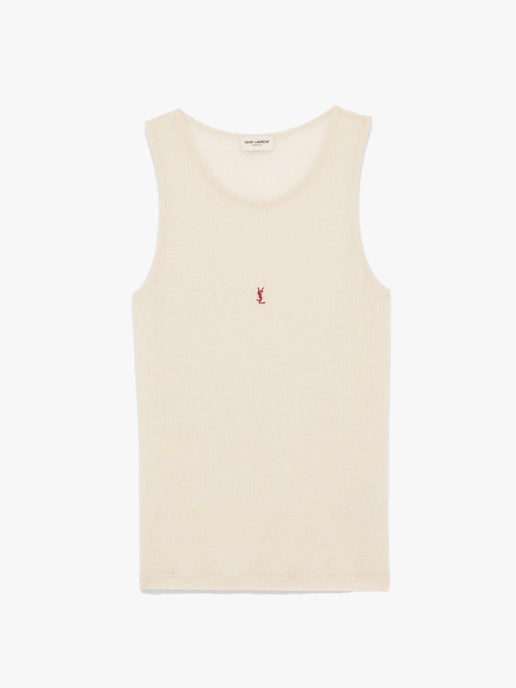 Image may contain Clothing Undershirt Tank Top and Shirt