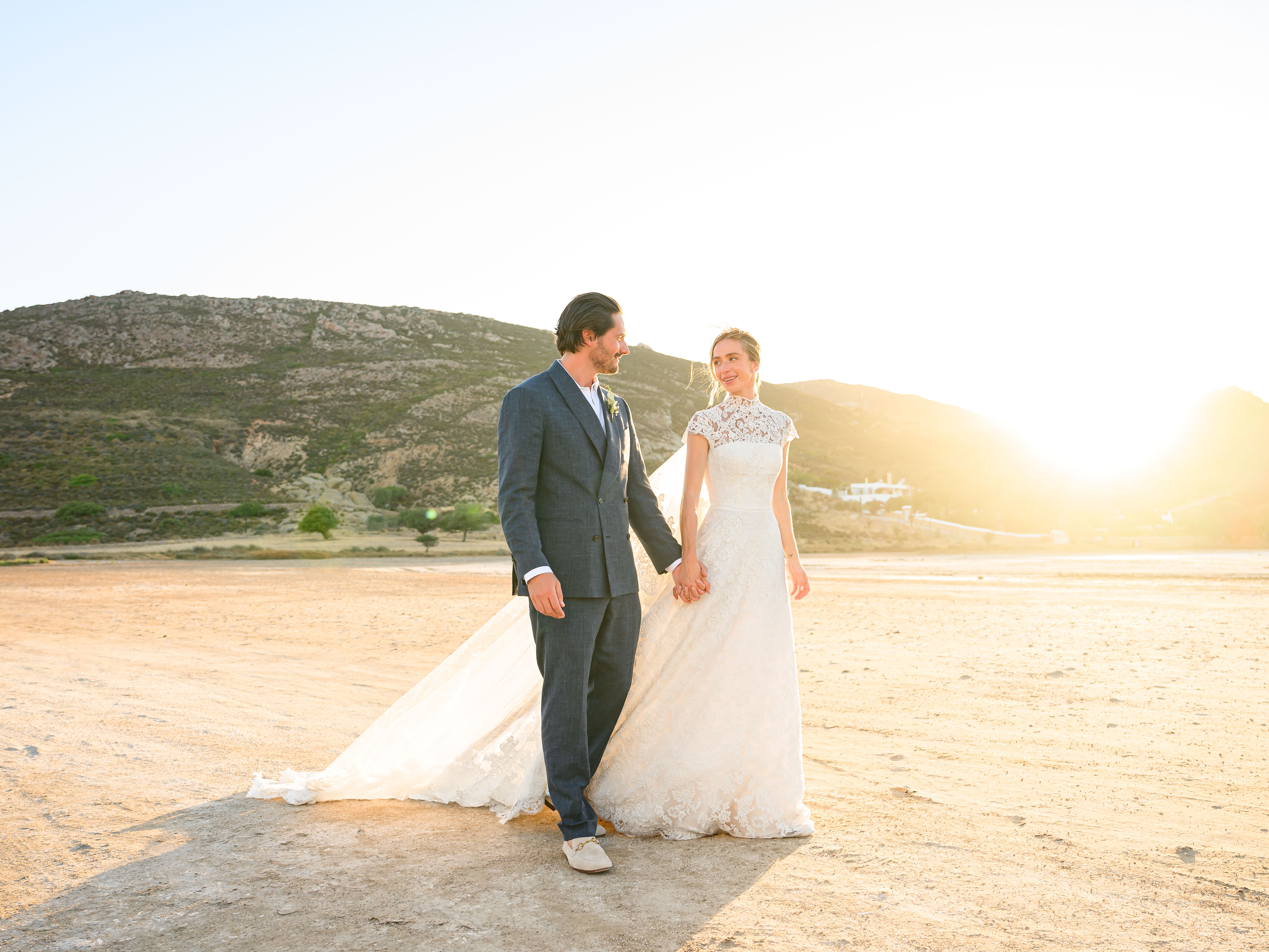 This Vogue Editor Bride Wore a Summer Lace Dress for Her Wedding on a Mystical Greek Island